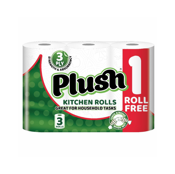 18 Rolls Plush 3 Ply Thickness Paper Towel-Extra Strong, Absorbent, Tough, Durable Kitchen Rolls- All Purpose Kitchen Towels -6 Pack of 3 Rolls
