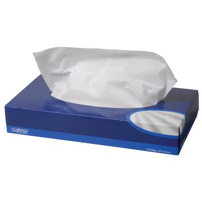 24 Pack Mansize Facial White Paper Tissues , Tissue Box 2 Ply C Fold Quality