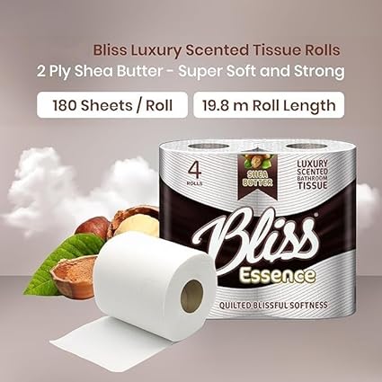 Bliss Shea Butter Toilet Rolls 80 Pack 2 Ply Scented Comfort Toilet Tissue Paper