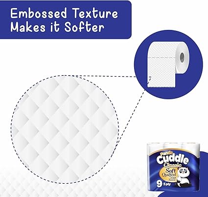 Panda Cuddle 3 Ply Soft Quilted Classic 90 Toilet Rolls Luxury Comfort Hygiene