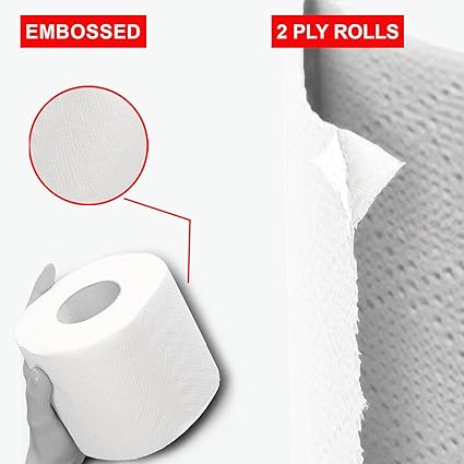 Large White Premium 2-Ply Toilet Paper, 36 Rolls, 100 Sheets Per Roll, Soft, Strong, Absorbent Bath Tissue, Ideal for Home, Office, Bulk Toilet Paper Supply