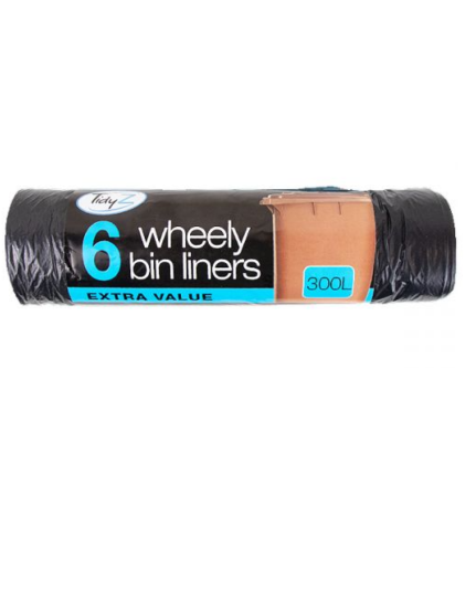 Tidyz Wheelie Bin Liners 300l 6's