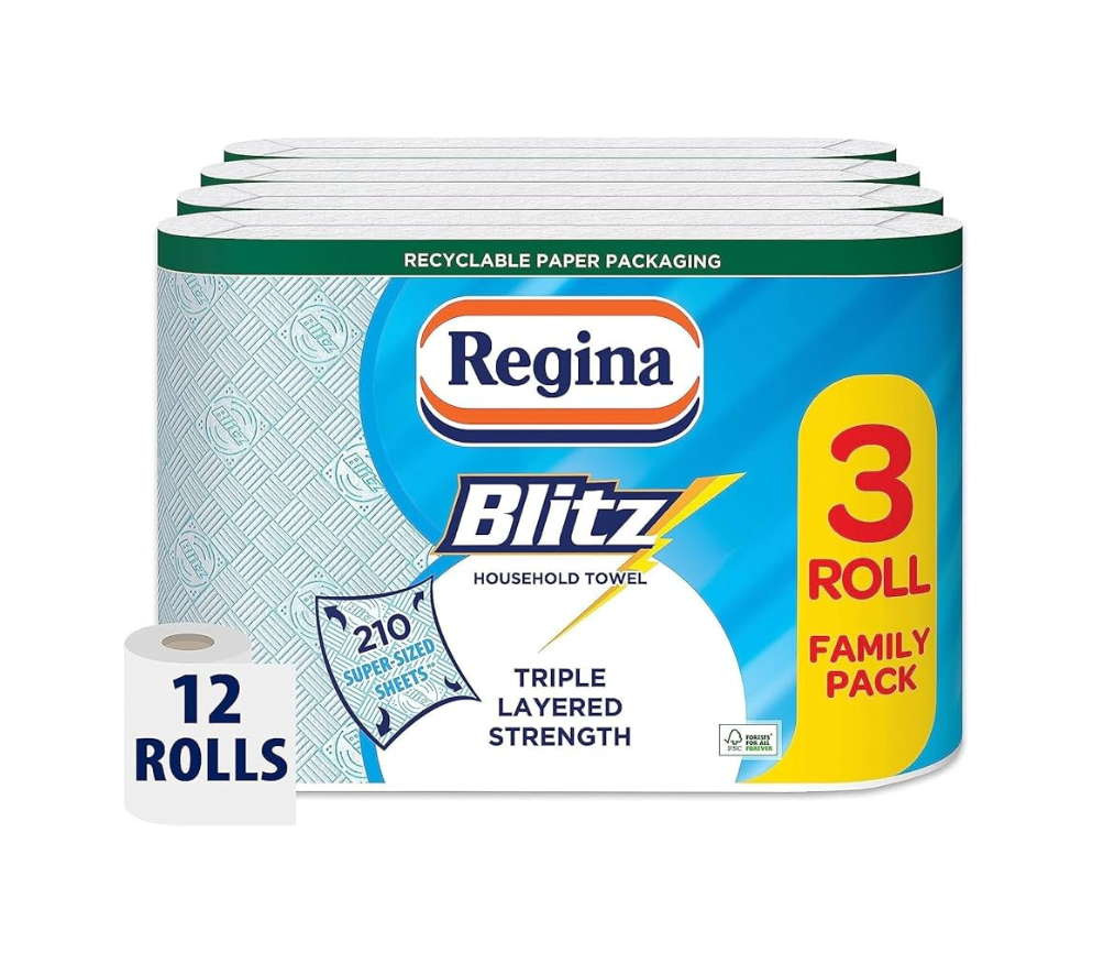 regina blitz 3 ply 12 rolls kitchen towel
