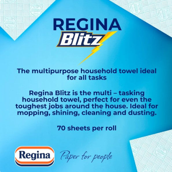 Regina Blitz Household Towels 3-Ply Twin-Pack 70 Sheets Per Roll Kitchen Towel Tissue Cleaning Paper Towel