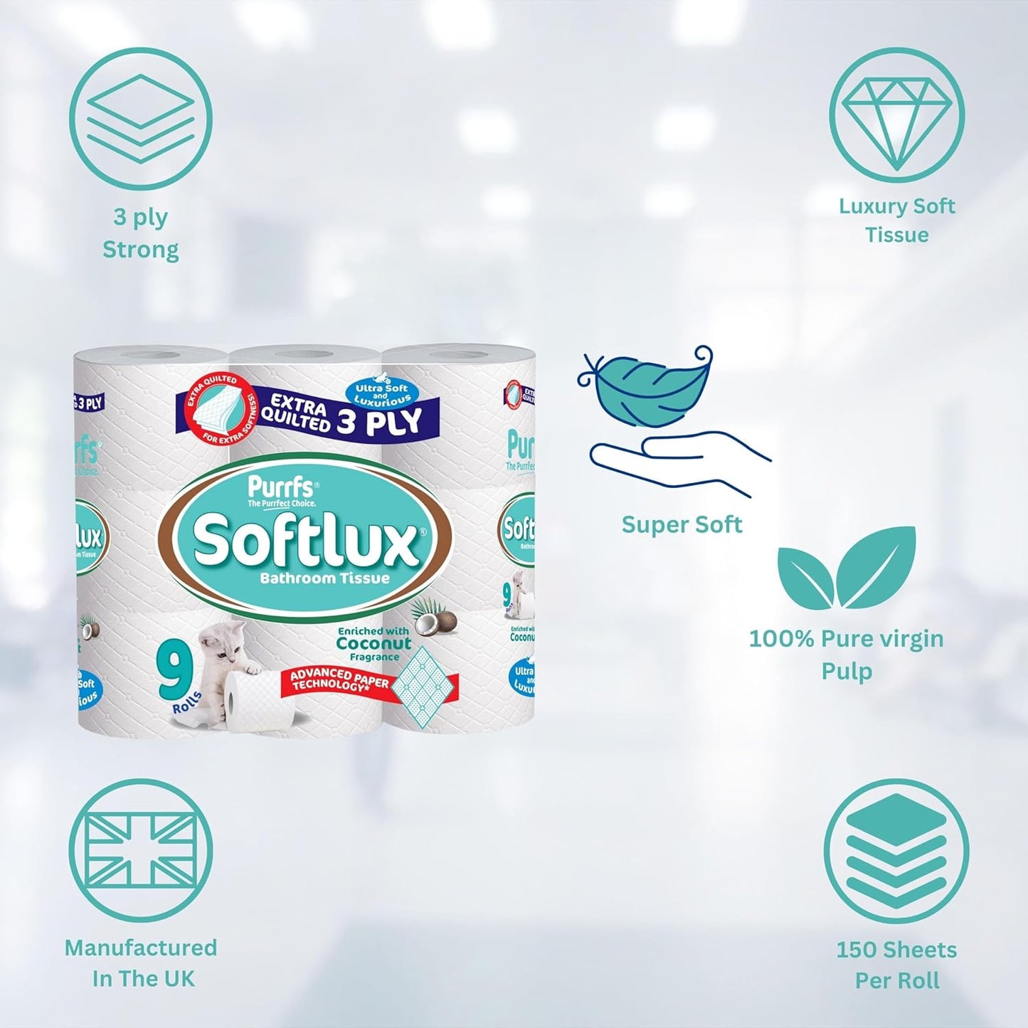 softlux coconut fresh toilet rolls 3 ply