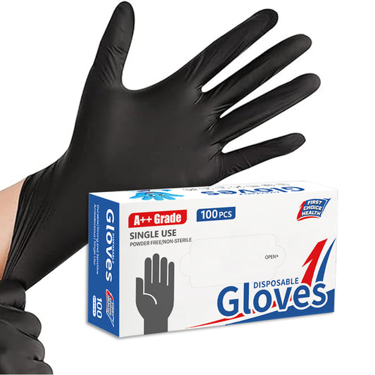First Choice Black Nitrile Disposable Gloves Powder & Latex Free Case Of 1000