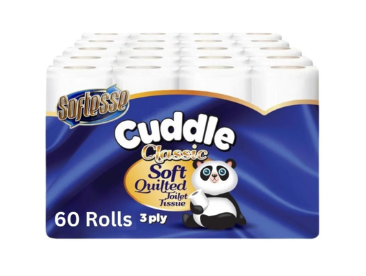 Panda Cuddle Classic 3 Ply Toilet Paper Bathroom Roll 60 Rolls 12 x 5