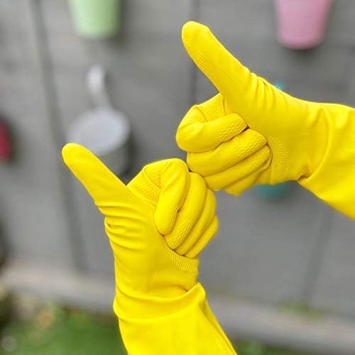 Elbow Grease Super Strong Rubber Gloves Large Size Protects Hands During Cleaning Cotton Lined Anti Slip For Washing Up Size M-L