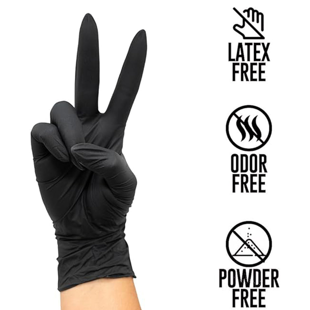 First Choice Black Nitrile Disposable Gloves Powder & Latex Free Case Of 1000
