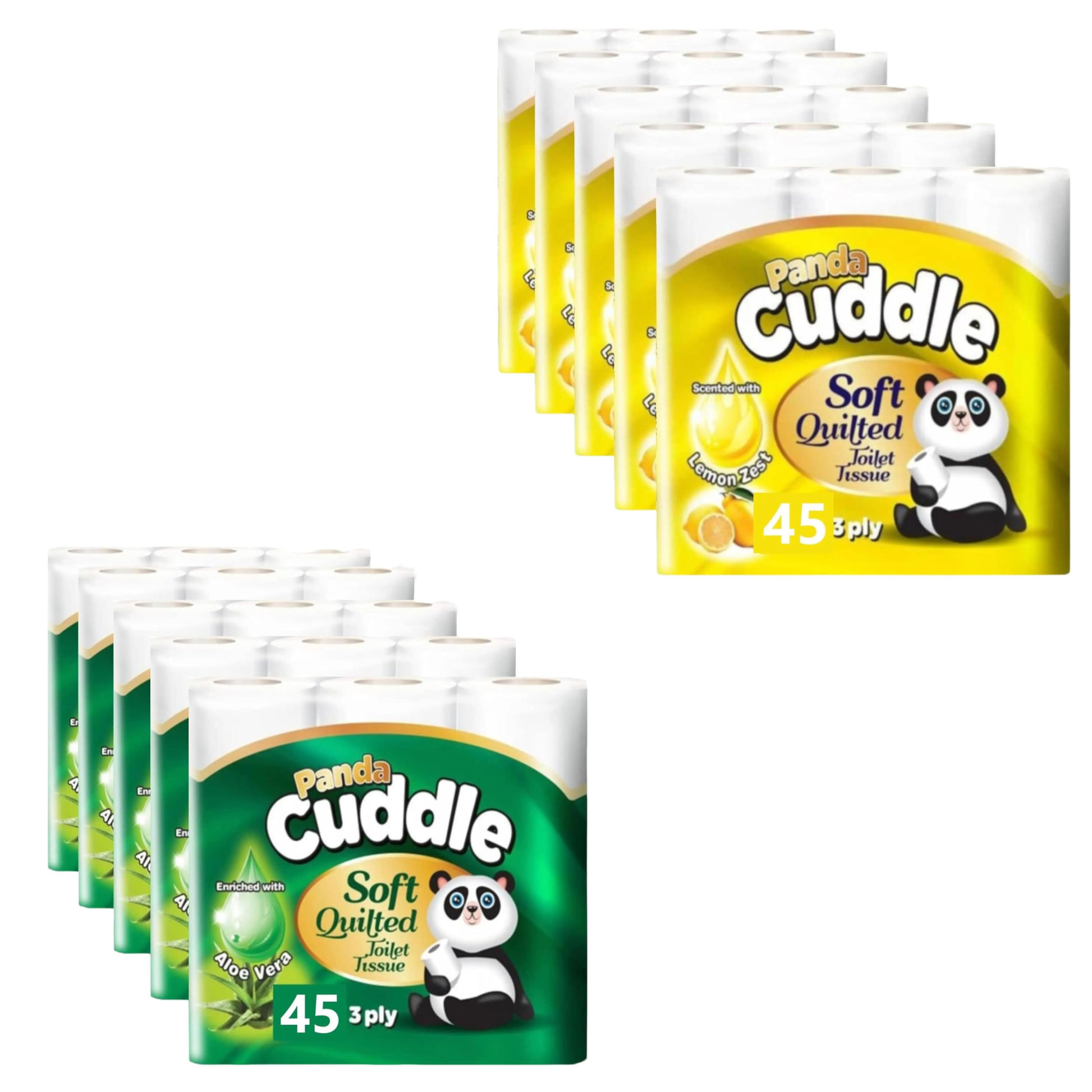90 Toilet Rolls Panda Lemon And Panda Aloe Vera 