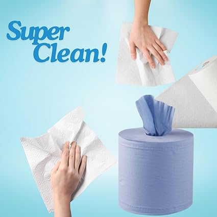 Blue Centre Feed 50M Pack Of 6 Kitchen Rolls Embossed Paper