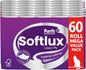 Softlux 60 Classic Unscented 3 Ply Toilet Roll Embossed Tissue Paper Quilted Mega Pack