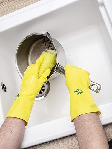Elbow Grease Super Strong Rubber Gloves Large Size Protects Hands During Cleaning Cotton Lined Anti Slip For Washing Up Size M-L