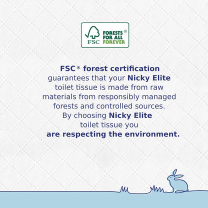 Nicky Elite Scented Toilet Tissue - 18 Rolls of White Toilet Paper, 3-ply, Talc Scent, Softness to The Skin, Enriched with Lotion, Extra Value Pack, 100% FSC Certified Paper