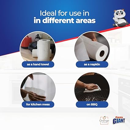 Panda Giant 36 Kitchen Rolls Towel Super Absorbent Sheets Strong Cleaning Paper Hand Towels