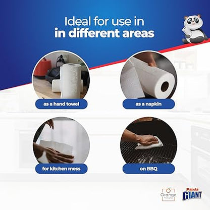 Panda Giant 36 Kitchen Rolls Towel Super Absorbent Sheets Strong Cleaning Paper Hand Towels