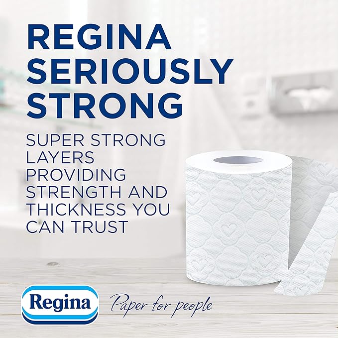 Regina Seriously Strong Toilet Tissue, 20 Rolls White Strong Absorbent Toilet Paper Loo Rolls