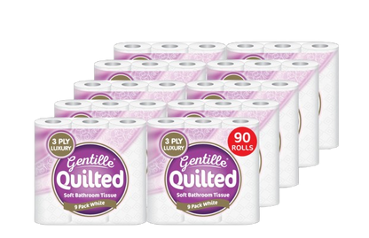 Gentille Quilted 90 Rolls 3 Ply Luxury Quilted Soft Toilet Bathroom Tissue