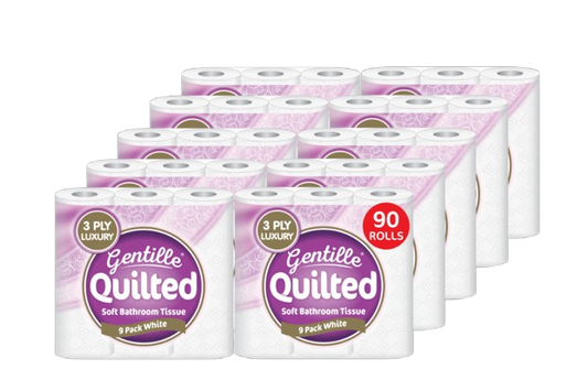 Gentille Quilted 90 Rolls 3 Ply Luxury Quilted Soft Toilet Bathroom Tissue