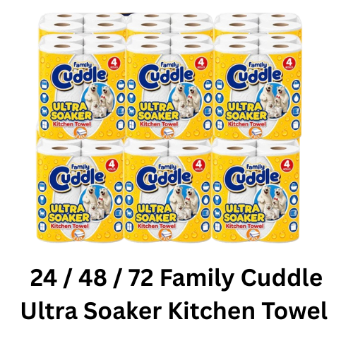24 / 48 / 72 Cuddle Family Soaker 2 Ply Kitchen Towel Rolls Paper Tissue