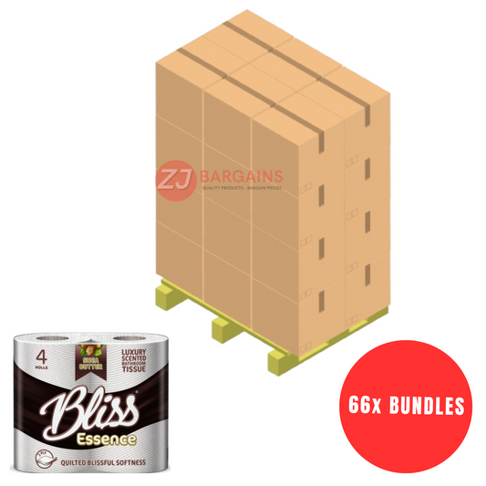 66x Bliss Luxury Scented Toilet Tissue Bathroom Loo Rolls 2 Ply  Super Soft and Strong Toilet Paper Quilted Comfort Pallet Deal