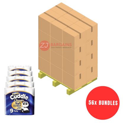 56x Panda Cuddle Classic Toilet Tissue Paper Loo Roll Pack 3 Ply Pallet Deal