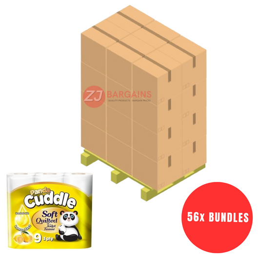 56x Panda Cuddle 3 Ply Lemon Scented Toilet Tissue Paper Loo Rolls Premium Luxury Bathroom Pallet Deal