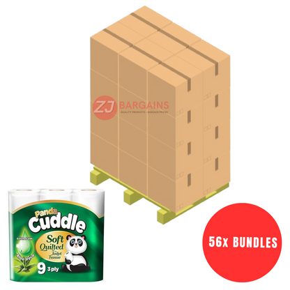 56x Panda Cuddle Aloe Vera Scented 3 Ply Toilet Tissue Paper Rolls Luxury Comfort Pallet Deal