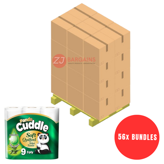 56x Panda Cuddle Aloe Vera Scented 3 Ply Toilet Tissue Paper Rolls Luxury Comfort Pallet Deal