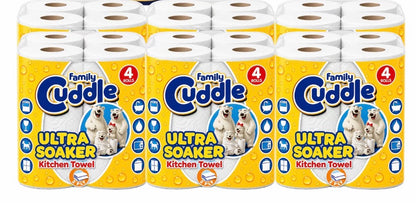 24 Cuddle Family Soaker 2 Ply Kitchen Towel Rolls Paper Tissue
