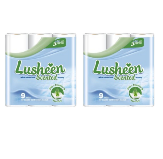 90 Lusheen 3 Ply Aloe Vera Scented Quilted Embossed Toilet Tissue Bathroom Rolls