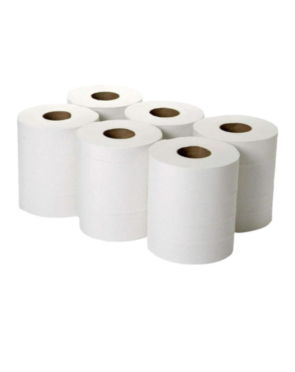 White Centre Feed 50M Pack Of 6 Kitchen Rolls Embossed Paper
