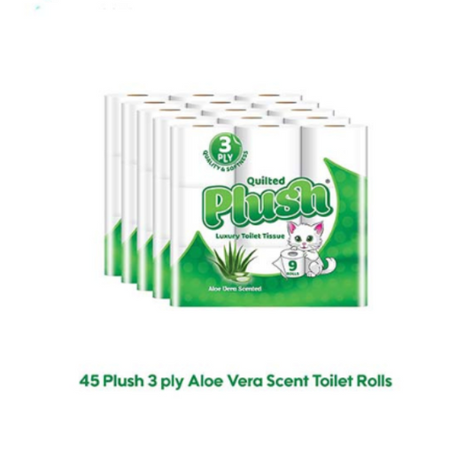 Plush Quilted Aloe Vera Scented Toilet Rolls 45 Rolls – Pack of 5