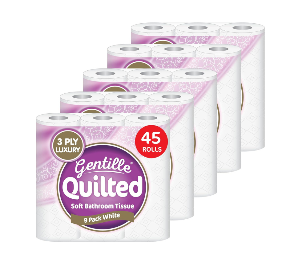 gentille quilted 45 toilet rolls pack soft strong 