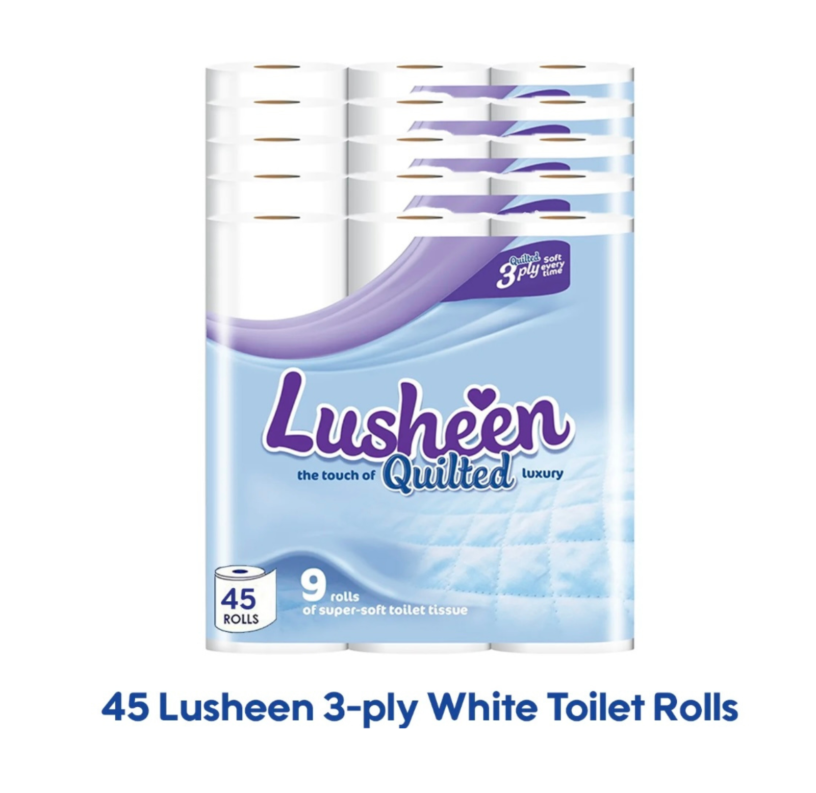 45 Lusheen 3 Ply Luxury Toilet Tissue Paper Quilted Bathroom Tissue Roll 