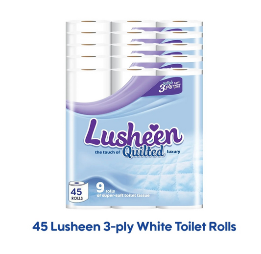 45 Lusheen 3 Ply Luxury Toilet Tissue Paper Quilted Bathroom Tissue Roll 