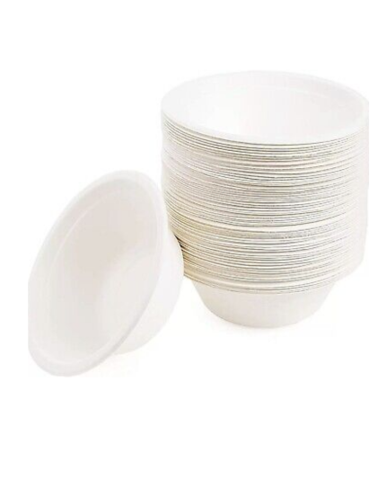 Bagasse Bowls 6oz White Disposable Eco-Friendly Round Paper Party Bowls 