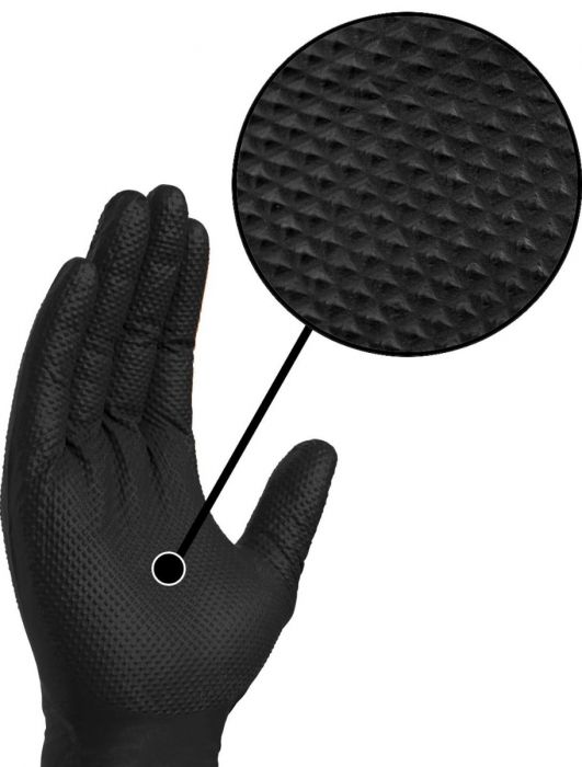 Black Diamond Textured Heavy Duty Black Nitrile Disposable Gloves Powder Latex Free Pack Of 50