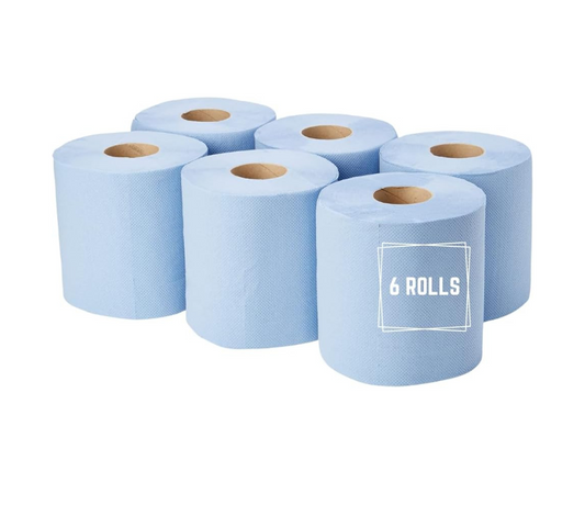 Blue Centre Feed 50M Pack Of 6 Kitchen Rolls Embossed Paper