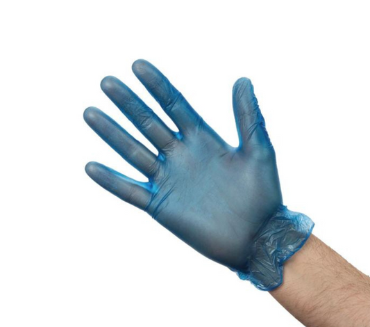 Blue Vinyl Powder Latex Free Disposable Examination Gloves Box Of 100 