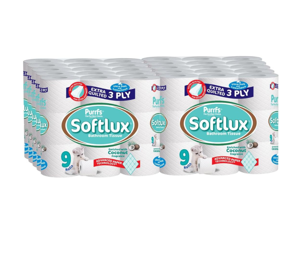 Softlux 3 Ply Coconut Fresh Scented Toilet Tissue Comfort Bathroom Rolls