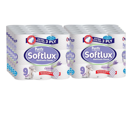 Softlux 3 Ply Lavender Scented 90 Toilet Rolls Tissue Paper Bathroom