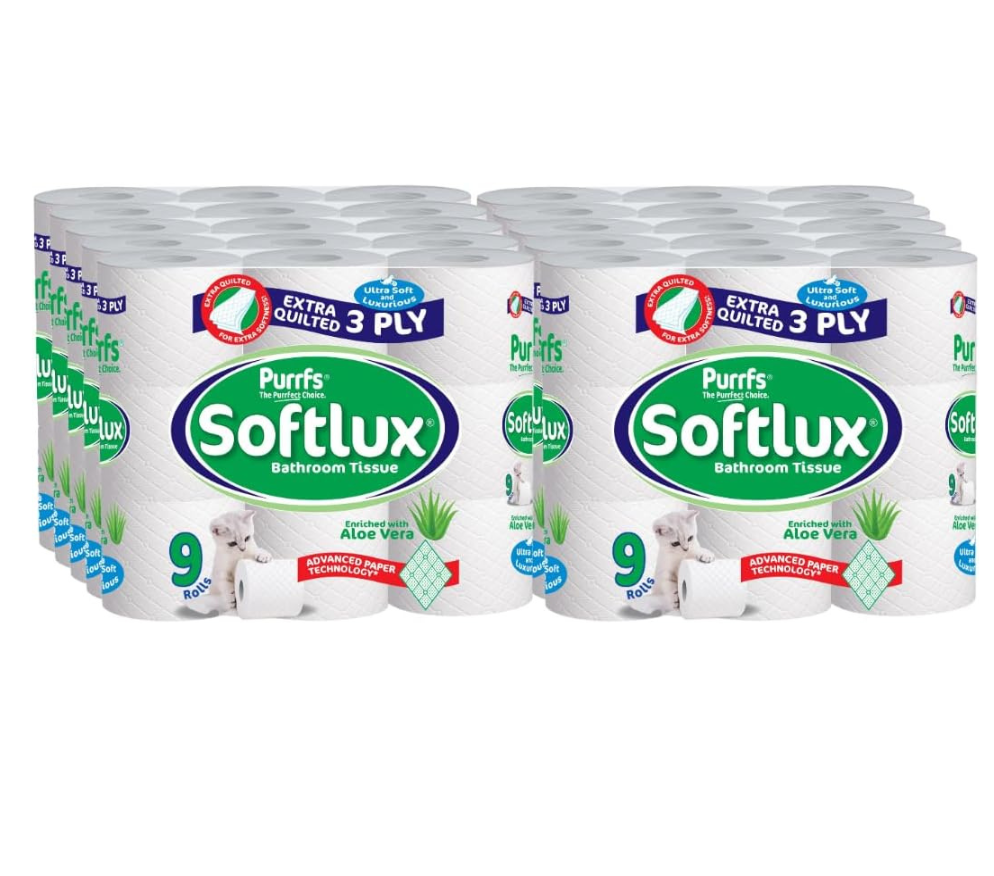 Softlux 3 Ply Aloe Vera Scented 90 Toilet Tissue Bathroom Loo Rolls Quality 