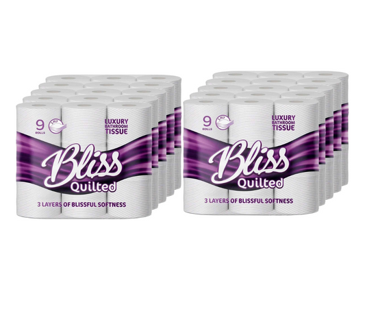 90 Rolls Bliss 3 Ply Non Scented Toilet Tissue Bathroom Paper Rolls 