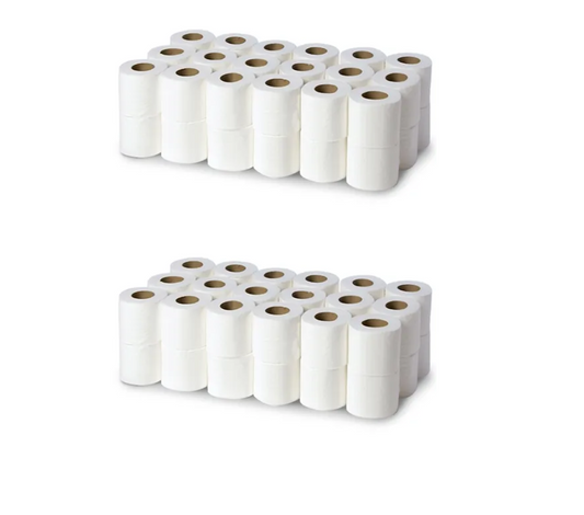 Large White Premium 2-Ply Toilet Paper, 72 Rolls, 100 Sheets Per Roll, Soft, Strong, Absorbent Bath Tissue, Ideal for Home, Office, Bulk Toilet Paper Supply