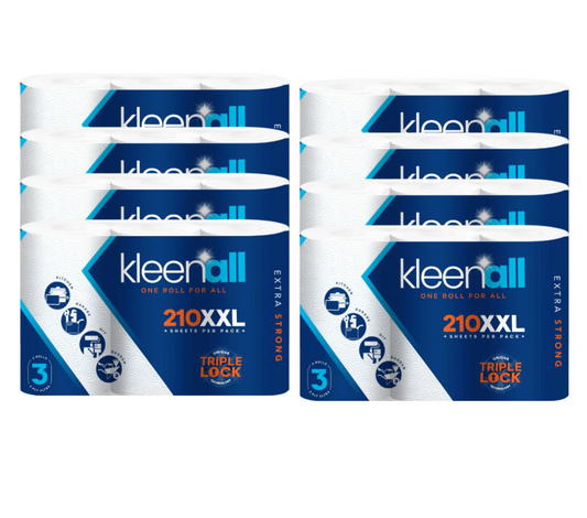 Kleen -All Kitchen Tissue Roll with Triple Lock 24 Rolls 3 Ply Soft Strong Absorbent Cleaning Kitchen Towel Paper