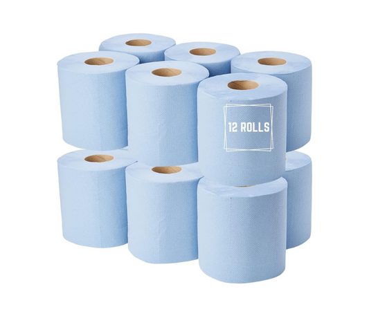 Blue Centre Feed 50M Pack Of 12 Kitchen Rolls Embossed Paper